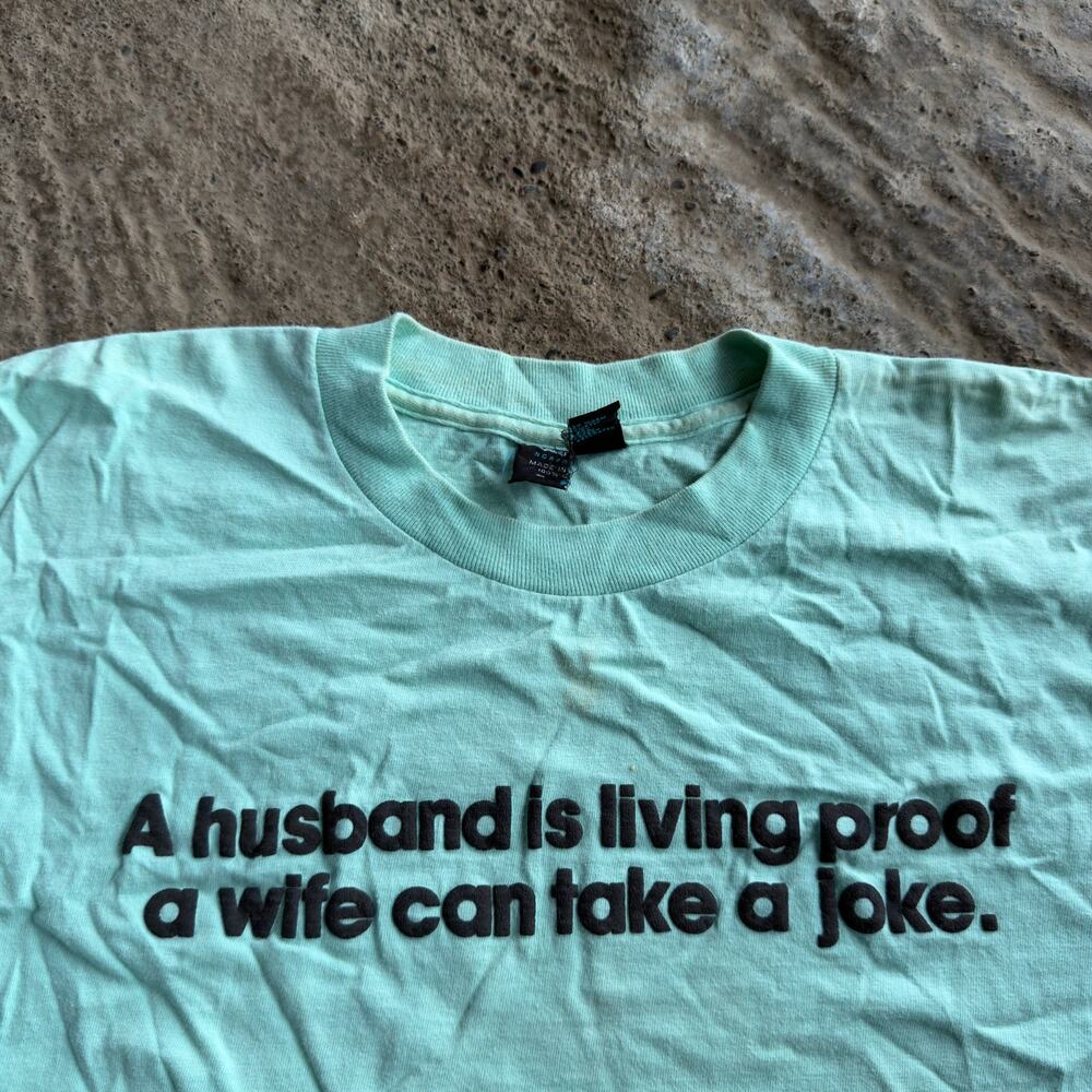 Vintage Husband Wife Humor Parody Script Tee Shirt Graphic Funny Mens L